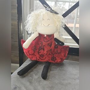 Woof & Poof 2007‎ Christmas Angel Shelf Sitter Red & Black  Made In USA Vintage